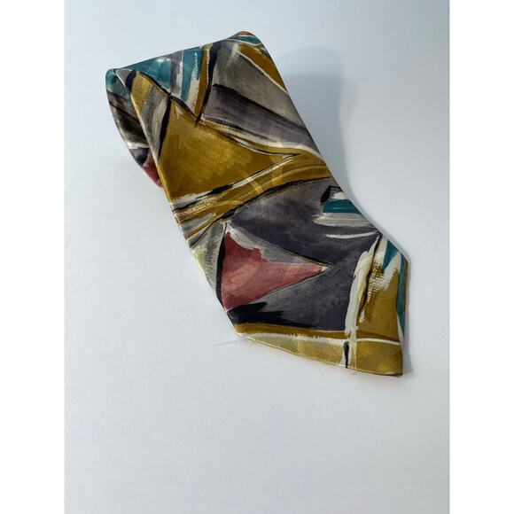 Vintage Christian Dior Silk Necktie Abstract Artsy Office Preppy 80s - Picture 1 of 9
